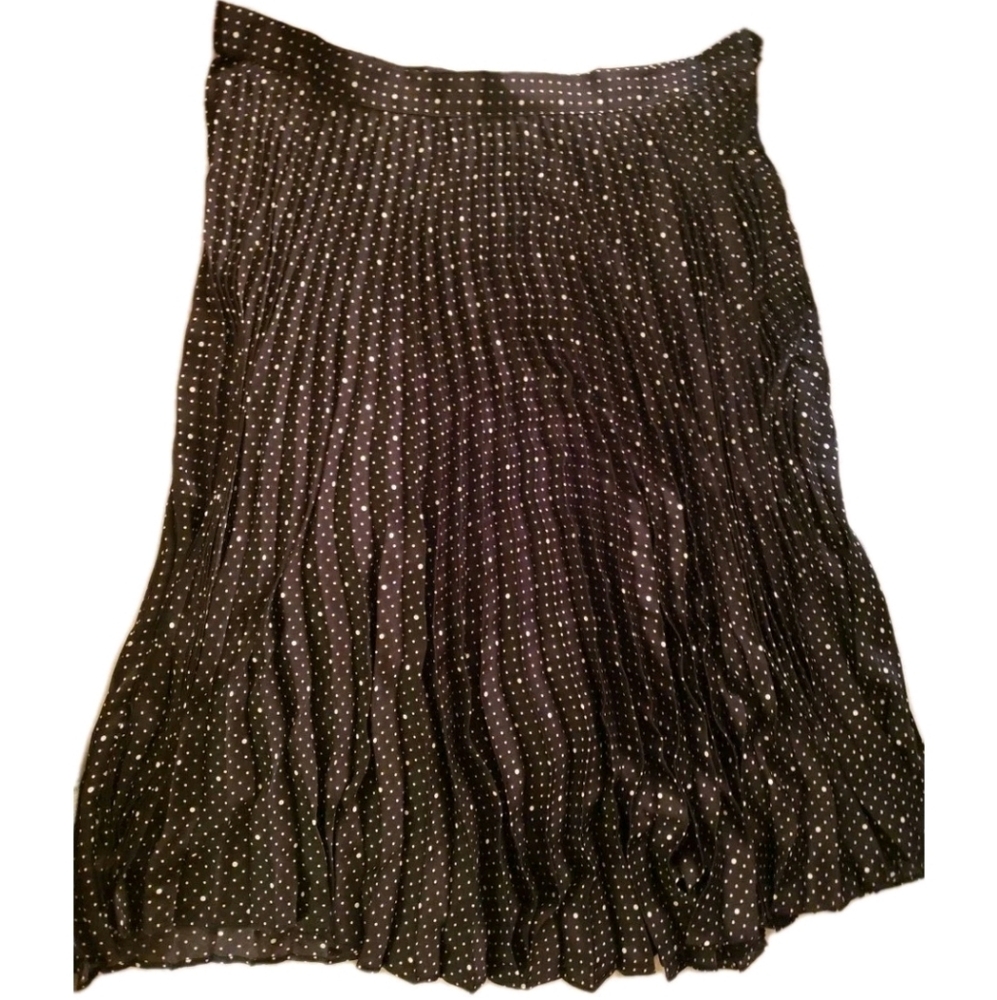 Free Assembly Black White Polka Dot Pleated Midi Skirt XXL NWT